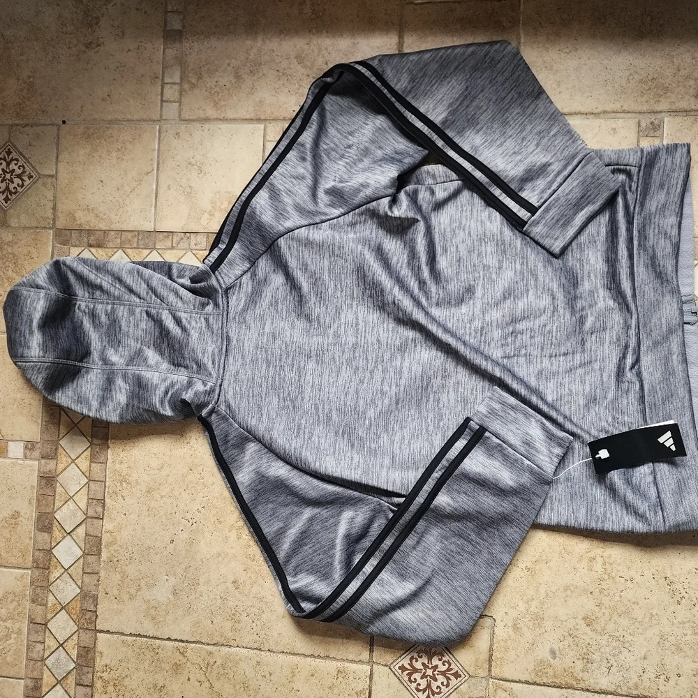 Adidas Heather Gray Zip Up Hoodie